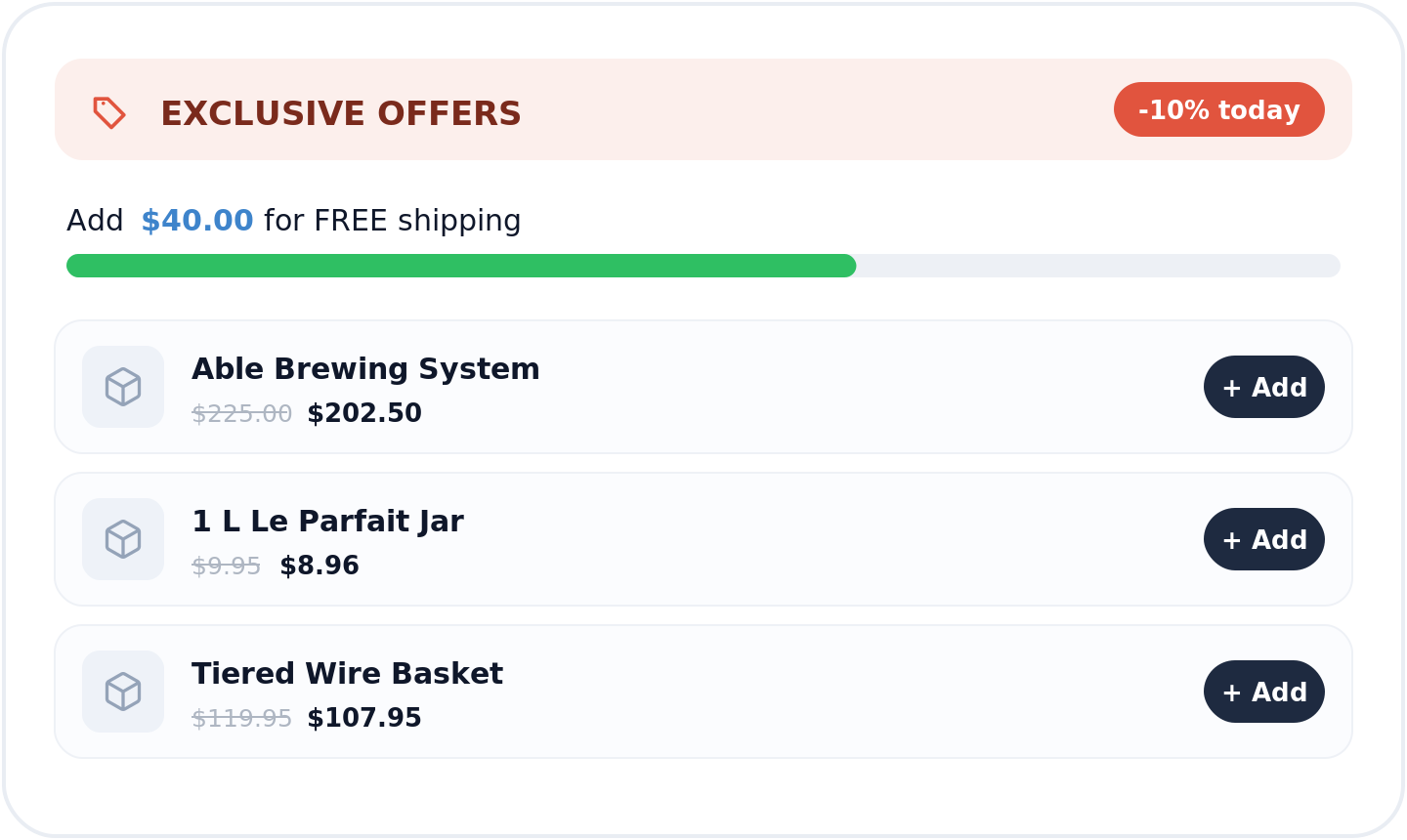Post-purchase upsell offers